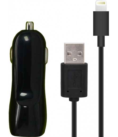 Chargeur AC 1 USB 1A + câble MFI iPhone 5/6 noir MUVIT