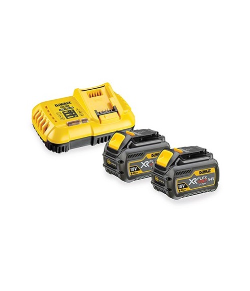 Pack 2 batteries XR FLEXVOLT 18V/54V 9AH/3AH LI-ION + chargeur rapide Dewalt DCB118X2-QW