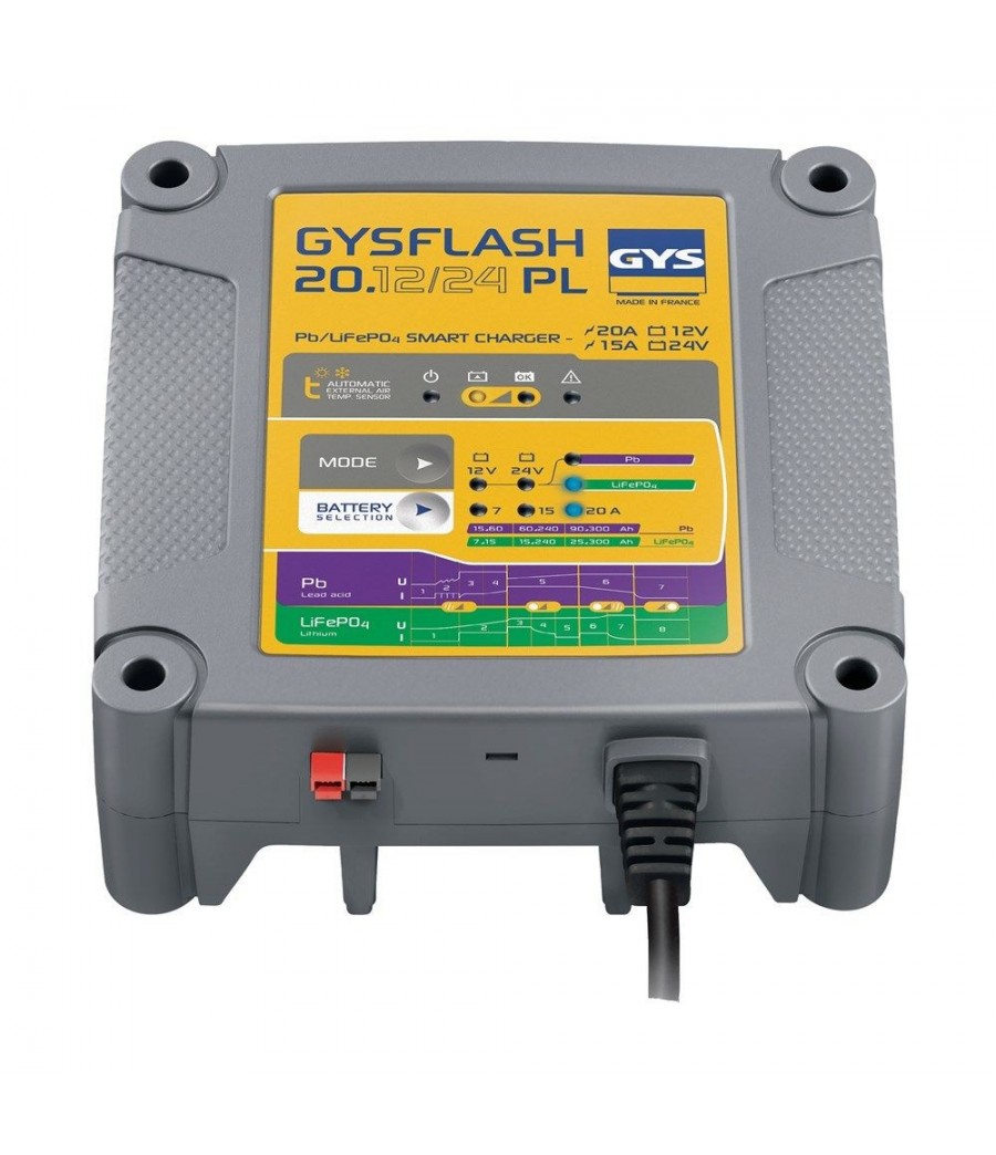 Chargeur de batterie GYSFLASH 6.24 pour batterie 6V 12V 24V de 1.2