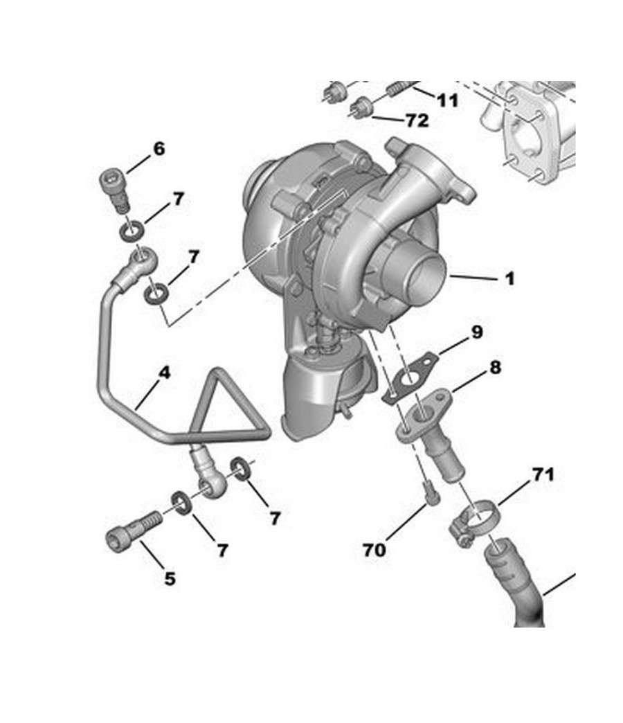 Joint de turbo pour PEUGEOT 308 I SW (4E, 4H) 1.6 HDi 2009-2014