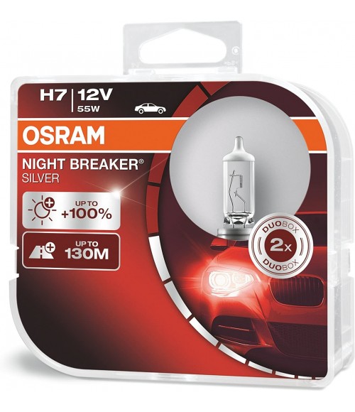 Osram 64210NBS-HCB Night Breaker Phare Halogène Silver H7 +100% - 12 V double boîtier 2 lampes