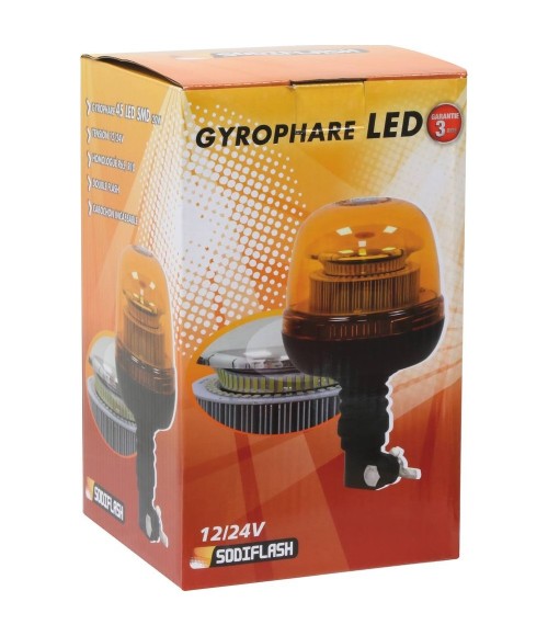 Gyrophare LED double flash sur tige flexible 12/24v R65-R10